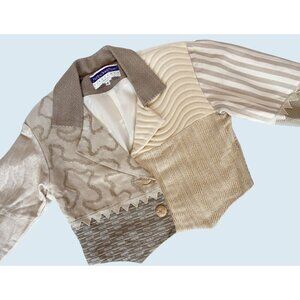 Vintage Marylou Ozbolt Storer Custom Multi Texture Pattern Crop Jacket 90s Sz S